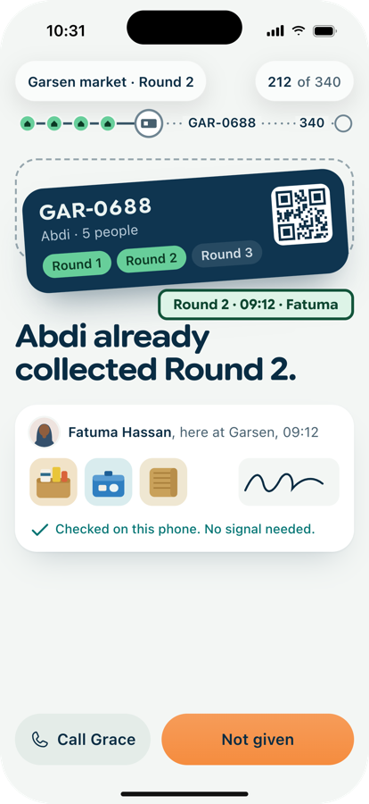A duplicate card stopped: already collected at 09:12